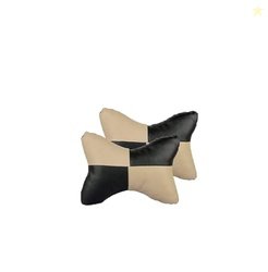 ADWAIT Car Sqaure Beige Black Faux Leather Neck Rest for Xuv 3XO