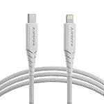 Ambrane Type-C to Lightning Cable, 22.5W Fast Charging, 480Mbps Data Sync Cable Compatible with iPhone, iPad, Macbook, iMac, AirPods, 1.25m (ABTL-125 White)