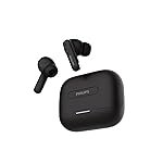 Philips TAT1050BK/94 Truly Wireless Earbuds with ANC, Quad Mic ENC, Up to 50 Hr Playtime, 13mm Neodymium Drivers, Multipoint, IPX5 Water Resistance, Fast Charging, Ultra Low Latency (Deep Black)