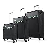Aristocrat Commander Set of 3 Trolley Bag 55, 69 & 79cm | Small+Medium+Large | Soft Luggage | Smooth 4-Wheel Suitcase | Combination Lock | Premium Polyester Fabric with PVC Coating (Black)