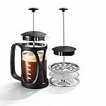 Wonderchef French Press Coffee & Tea Maker 350 ml|Borosilicate Glass Carafe|4 Level Filtration System|Stainless Steel Plunger with Mesh|1-2 Cups of Coffee|Brews in Just 3 Minutes|Black|1 Year Warranty