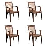 Cello Impact Set of 4 Chairs (Sandalwood Brown) | Strong and Durable | Easy to Clean | Chair for Living Room, Bed Room, Kitchen, Office Room, Outdoor | 3 Years Warranty