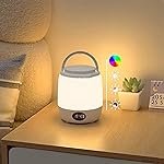 Fulminare Portable LED Night Light with Clock, Touch Lamp for Bedroom, Living Room, and Study 3 Ways Dimmable Warm White Bedside Lamp 7 RGB Color Ambient Table Desk Nightstand Light (King)