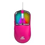 Ant Esports Virtus100 Wired RGB Gaming Mouse | Light Weight |6D Durable Buttons | High Performance Up to 12800 DPI 1000Hz Polling Rate | AI Sensor | 20M Click | Software Support Esports Mouse_ Pink