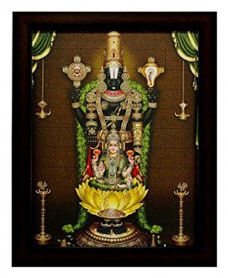 Indianara Tirupati Balaji Painting - Wood, 27x30.5x1cm, Multicolour (B