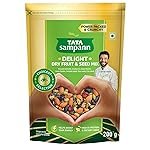 Tata Sampann Delight Dry Fruit & Seed Mix | Power Packed & Crunchy Snack | Trail Mix | High in Protein & Dietary Fibre | Rich in Magnesium | Source of Phosphorus | 200g | Roasted Almonds, Cranberries, Black Raisins, Green Raisins, Pumpkin Seeds, Flax Seed
