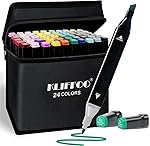 Dual Tip Colorful Art Markers 24 Colors Sketch Pens With Carry Bag For Painting Sketching Calligraphy Drawing,Chisel & Fine Tip Water Based Colouring Marker For Kids & Adult,Multicolor (24)