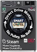 LG Smart Choice, 9 Kg, 5 Star, AI Direct Drive Technology, Steam, 6 Motion DD & Wi-Fi Fully-Automatic Front Load Washing Machine (FHP1209Z5M, Intelligent & Convenient Fabric Care, Middle Black)