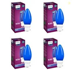 Philips LED Deco Blue 0.5W Glass Candle (Pack of 4), b22d