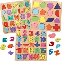 ZRIYOS Colorful Wooden Puzzle Set Featuring 3D Capital Alphabets,...mo