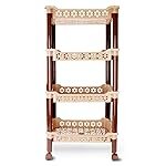 Nayasa Candy Rectangular Trolley 4 Layers | Kitchen Organizer | Stand for Kitchen | Shelf Organizer | Vegetable Basket for Onion,Potato |Vegetable Trolley with Wheels | 38 X 28 X 79 cm | Cream