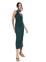 Miss Chase Women’s Choker Neck Sleeveless Embellished Midi Dress