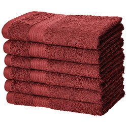 AmazonBasics Cotton Hand Towel 500 GSM (Set of 6, Red)