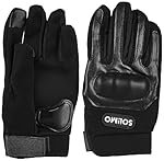 Solimo Full Finger Bike Riding Gloves with Hard Knuckle Shell | Semi-Leather | Breathable | Hand Protection for Gym, Hiking, Cycling & Travelling | Large (Black)