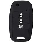 JMStore Silicone Car Key Cover 3B Remote Black Color Cover for KIA Seltos Smart Key (for Push Button Start only)