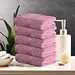 Urbane Home Pack of 5 Cotton Hand/Face Towels for Men & Women | Easily Washable | Workout Gym Napkins for Men | Pocket Towel – Pink