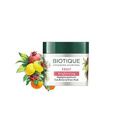 Biotique Fruit Brightening Depigmentation and Tan Removal Face Pack| A