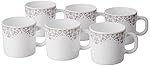 Larah by BOROSIL Lark Opalware Mug, Set of 6 Tea/Coffee Mugs, 180 ml Each, Microwave & Dishwasher Safe, Bone-Ash Free, Crockery Set Ideal for Daily Use & Gifting, White