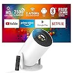Ant Esports View 521 Smart LED Projector – White | 1080P & 4K Support I 2500 Lumens I WiFi +BT, Android 9 I HDMI/USB I Upto 130″(330cm) Max Screen I Speaker Power 3W I 720P Native Included 120″ Screen