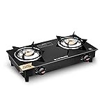 Longway Furn Glass Top | 2 Burner Auto Ignition Glass Gas Stove | ISI Certified with 2 Years Warranty (Black)