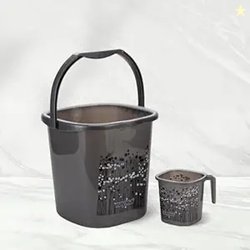 Nayasa Plastic Funk Sqr 2Pcs Bathroom Set | Bucket 25 L + Mug 1.5 L |