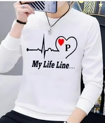 GJCR Men Printed Round Neck Polyester White T-Shirt