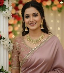 PD CLOTH VILLA Embroidered Bollywood Satin, Silk Blend Saree