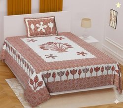 Pure Cotton Single Bedsheet with 1 Pillow Cover, 220 TC Premium Jaipur