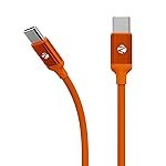 Zebronics Type C – Type C Cable, 60 Watts, Upto 480Mbps Data Sync, Fast Charging, 1 M, Compatible with iPhone 15 & 16 Series, iPad, MacBook, Samsung, Android (Wattz 60CC6, Orange)