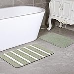 Microfiber Soft Anti Slip Water Absorbent Door Mat | Bath Mat with Rubber | Soft & Super Absorbent Mats for Shower | Quick-Drying Mats for Kitchen Bathroom|Set of 2(Oliv Green, 38X57 CM)