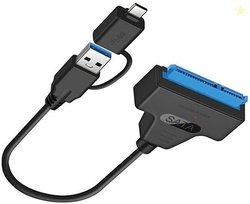RuhZa USB3.0 USB C to SATA III Cable SATA 22Pin 2 in 1 SSD HDD Ad...mo