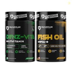 Denzour Nutrition Multivitamin 60 Capsules & Omega 3 Fish Oil 1000mg 6