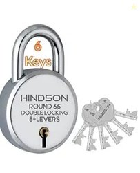 Hindson Round 65mm Padlock | Heavy Duty Metal Body Lock | Double Locki