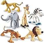 Toyshine Cartoon Style Pack of 6 Animal Rubber Play Toy for Kids Baby 2 3 4 5 Year Old, Non Toxic