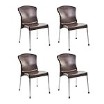 Cello Plastic Milano Chair (Brown, Set of 4) | Strong and Durable | Easy to Clean | Chair for Living Room, Bed Room, Kitchen, Office Room, Outdoor | 3 Years Warranty