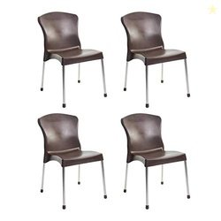 Cello Plastic Milano Chair (Brown, Set of 4) | Strong and Durable | Ea