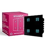 HomeMate Wi-Fi Smart Curtain/Blind/Tubular/Projector Lift Motor Touch Switch (Black, Pack of 1) | No Hub Required | Compatible with Alexa, Google Assistant and Siri