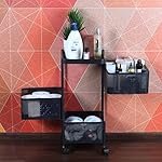 CELLO Kitchen Pro Trolley with Wheels | Storage Organizer & Kitchen Accessories Items for Kitchen Storage Rack Square Design Fruits & Vegetable Onion Cutlery | Multi-Purpose Trolley | (Black,Layer 3)