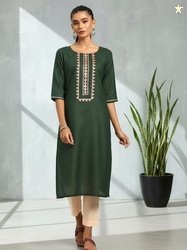 Gerua By Libas Women Green Floral Yoke Design Kurta