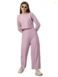 SXV Solid Lavender Longsleeve Crop Sweatshirt Top