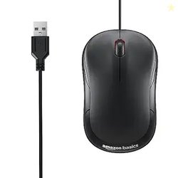 amazon basics Wired USB Mouse, 3-Button, 1000 DPI Optical Sensor, Plug