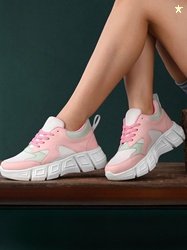 Deflow Women Lace-Ups Colourblocked Lightweight Chunky Sole Sneakers
