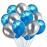 HEMITO Premium Metallic Latex Balloons Pack of 50 Blue and Silver Balloons for Decoration (Blue, Silver, Pack of 50)