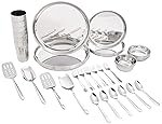 Solimo Stainless Steel Dinner Set | Solid | 44 Pieces | Silver