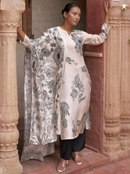 Libas Women Floral Printed Regular Kurta with Trousers & With Dupatta