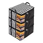 PrettyKraftsâ¢ Presents Non Woven Saree Cover Storage Bags for Clothes with Premium Quality Combo Offer Saree Organizer for Wardrobe/Organizers for Clothes/Organizers for Wardrobe Pack of 3 – Black