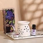 Parkash Candles Lavender Diffuser Set || Aroma Essential Oils || Ceramic Burner & Tealight for Home Decor