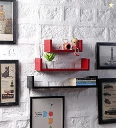 Onlineshoppee MDF Handicraft Wall Decor U-Shaped Designer Wall Shelf