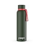PEXPO Water Bottle 1 LTR Stainless Steel | Hot and Cold Flask | ISI Certified Steel Bottle | Three Layer Insulation | Leakproof | for Home, Office | 1-Year Warranty |Bravo 1000| Military Green