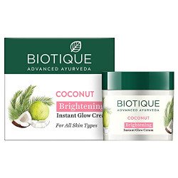 Biotique Coconut Brightening Instant Glow Cream| Lightweight and Non-G